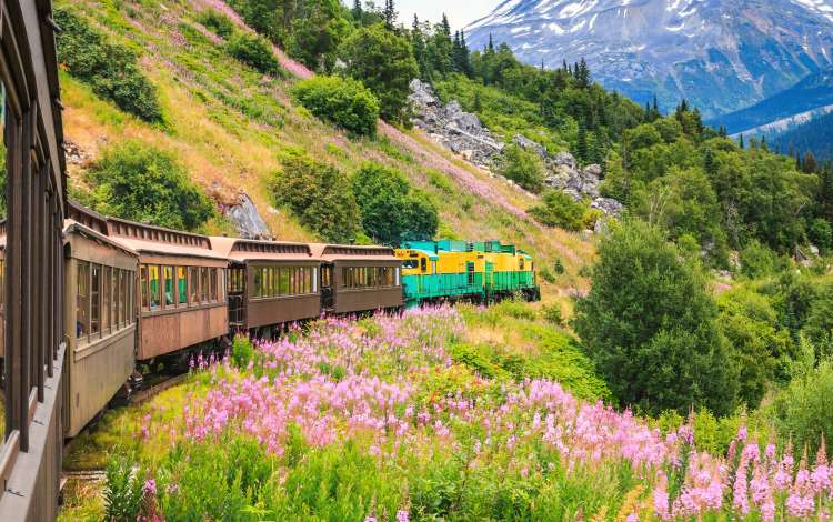 Skagway, Alaska. The scenic White Pass & Yukon Route Railroad.