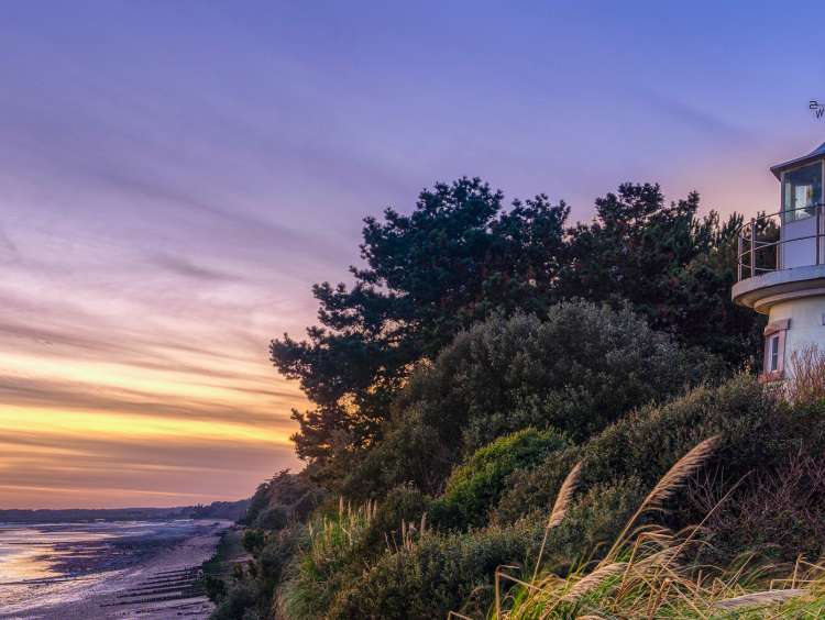Sea view at dusk along the coast from Southampton, England