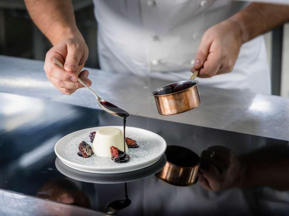 Riviera menu and culinary experience.
Vanilla Panna Colla. Pictured in the galley on board Queen Victoria.
Client: Cunard.
Picture date: Friday November 25, 2022.
Photograph by Christopher Ison ©
07544044177
chris@christopherison.com
www.christopherison.com
IMPORTANT NOTE REGARDING IMAGE LICENCING FOR THIS PHOTOGRAPH: 
Agreement title: For Cunard and third parties - Chris Ison photography
Agreement: This image is for Cunard and third parties, can be used in all markets, all channels and expires on 1 November 2027.  No sales are permitted unless expressly agreed in writing with the photographer.