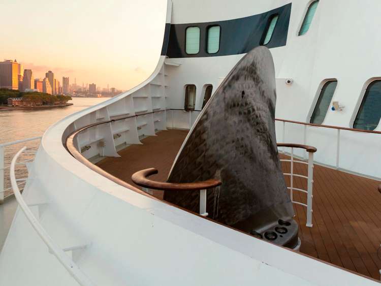 Forward promenade deck on board Queen Mary 2