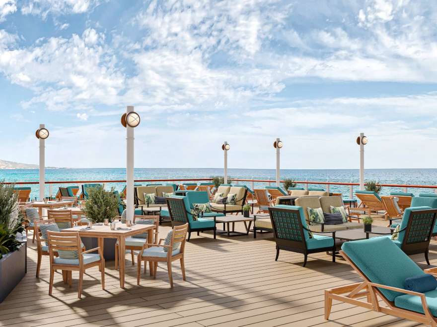 Render of Grills Terrace on board Queen Elizabeth ahead of her 2025 refit