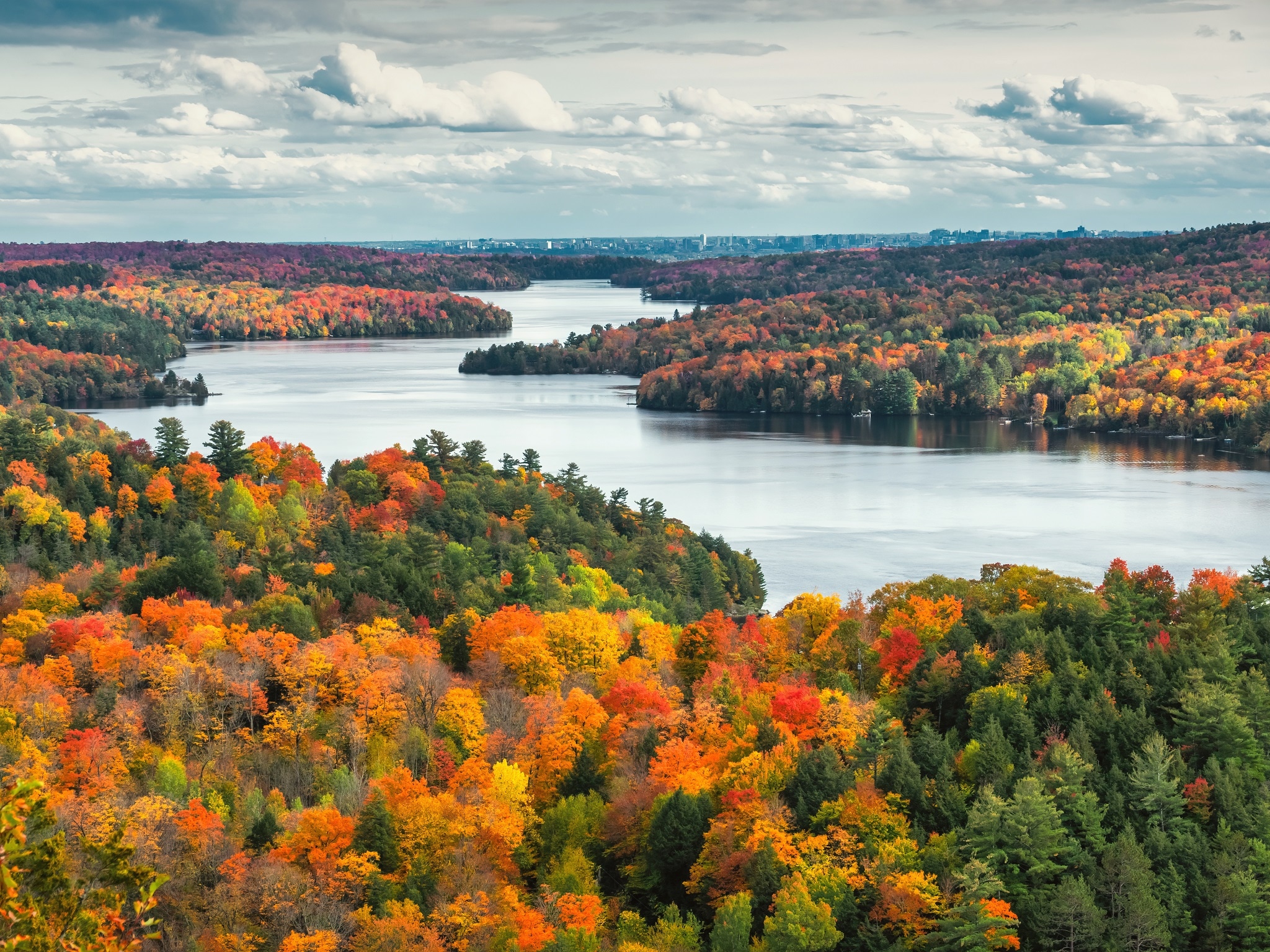 View from Mont Cascades and the Rideau River in the Gatineau Hills near Ottawa, Canada