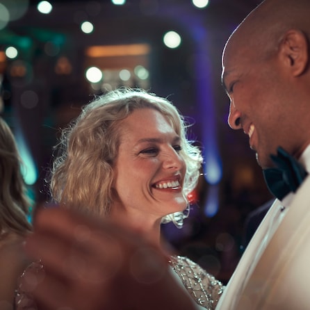 A man and a woman dance at a Cunard Gala Evening
