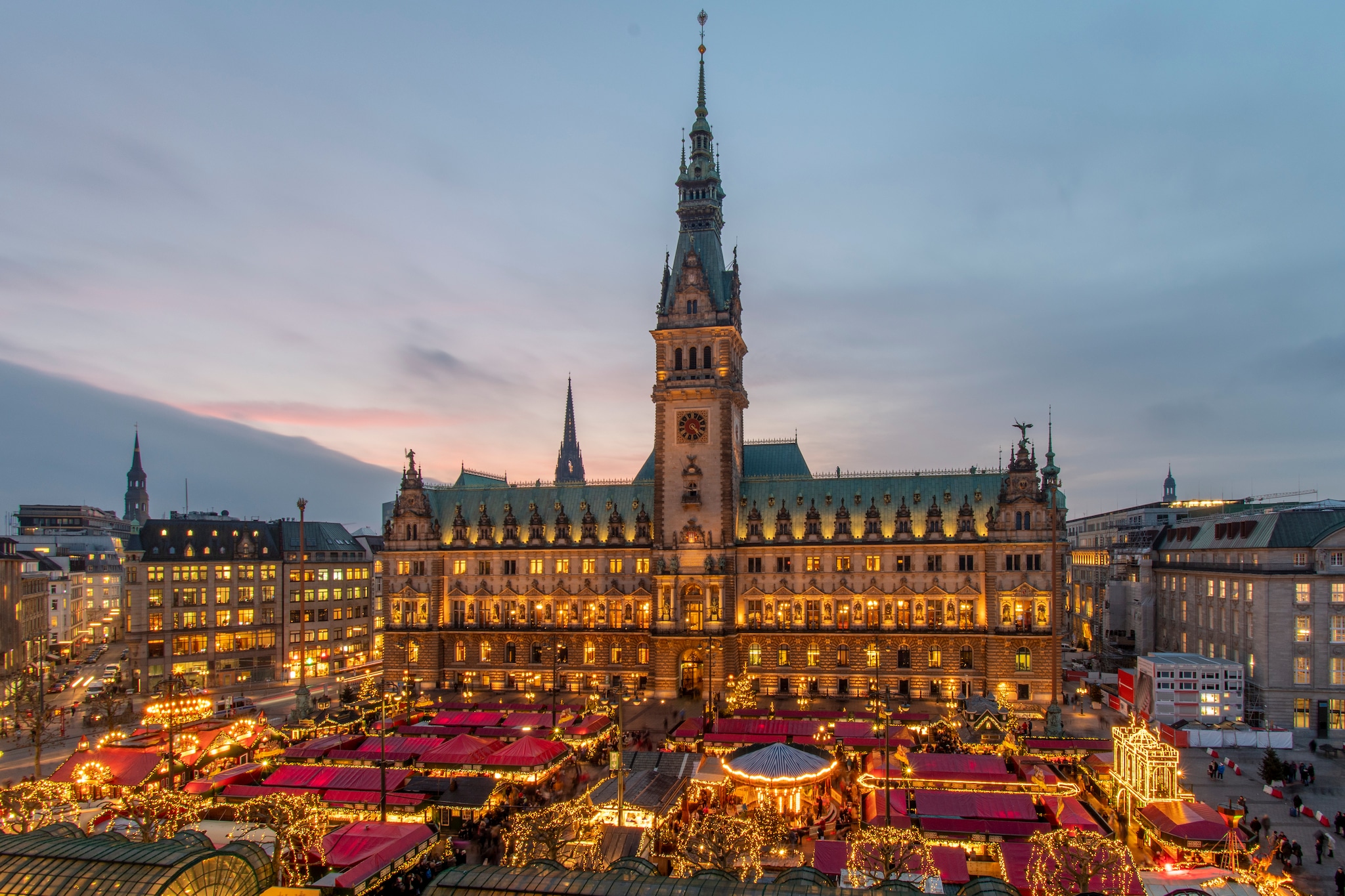 Hamburg at Christmas - Christmas market at the town hall market; Shutterstock ID 1580307877; Purchase Order: -