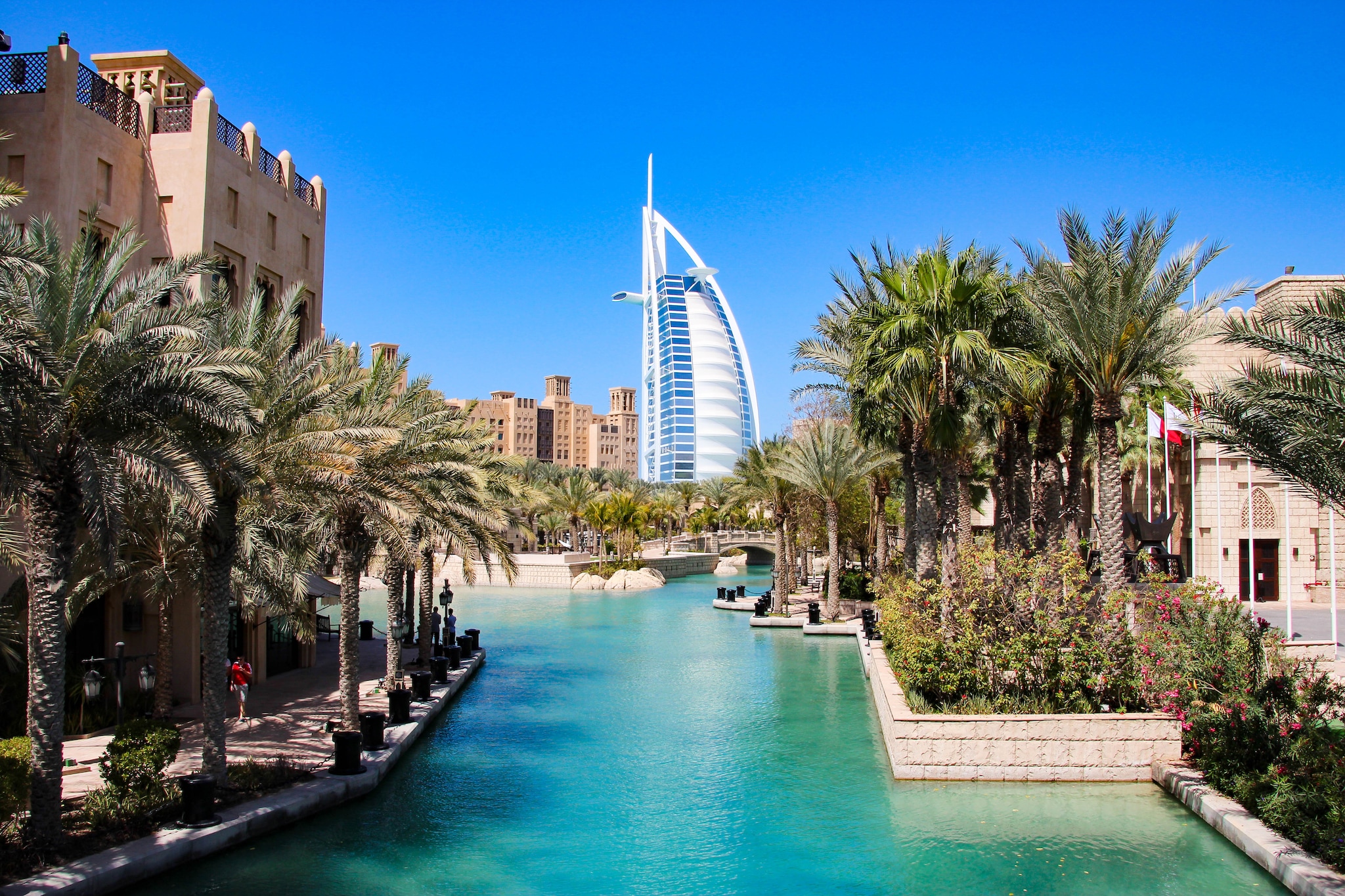 The Burj Al Arab viewed from the Old Town in Dubai, United Arab Emirates