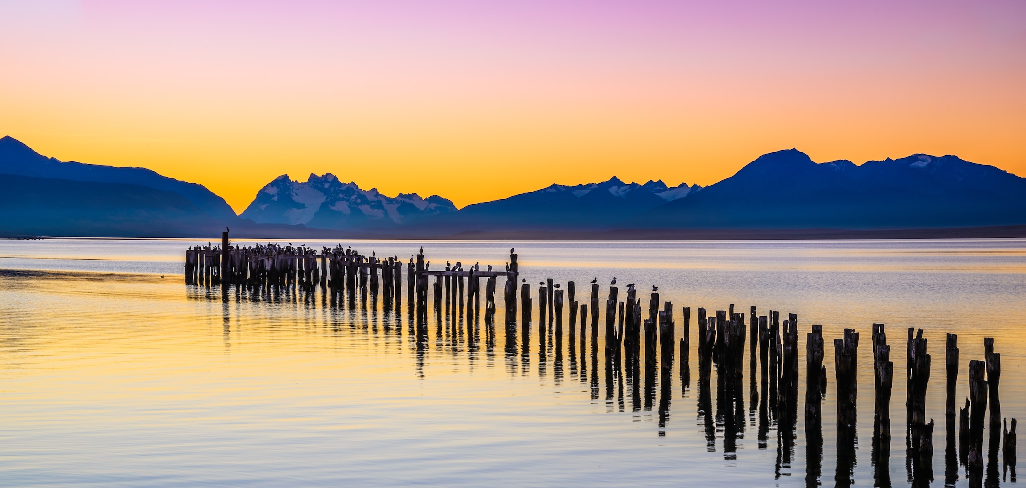 Puerto Natales, Chile - Gulf Almirante Montt, the Pacific Ocean waters in Chielan Patagonia, Magallanes Region.; Shutterstock ID 640135399; Invoice Number: -