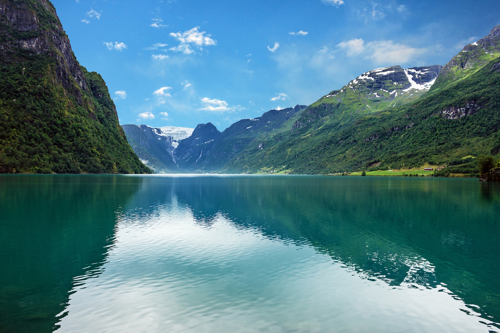 Norway mountain lake Oldenvatnet with the glacier Briksdal; Shutterstock ID 229170772; Invoice Number: -