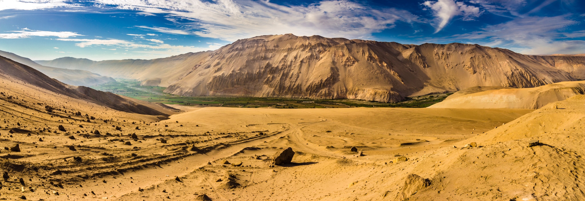 A panoramic view over the 'Lluta' river valley at Arica and Parinacota Region, North Chile. An impressive water use inside the Atacama Desert.; Shutterstock ID 1103330108; Invoice Number: -