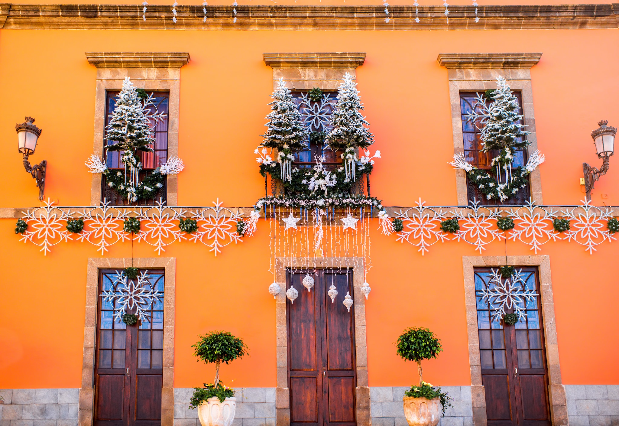 Christmas decorated facade in Garachico old town on Tenerife island; Shutterstock ID 360653651; Invoice Number: -