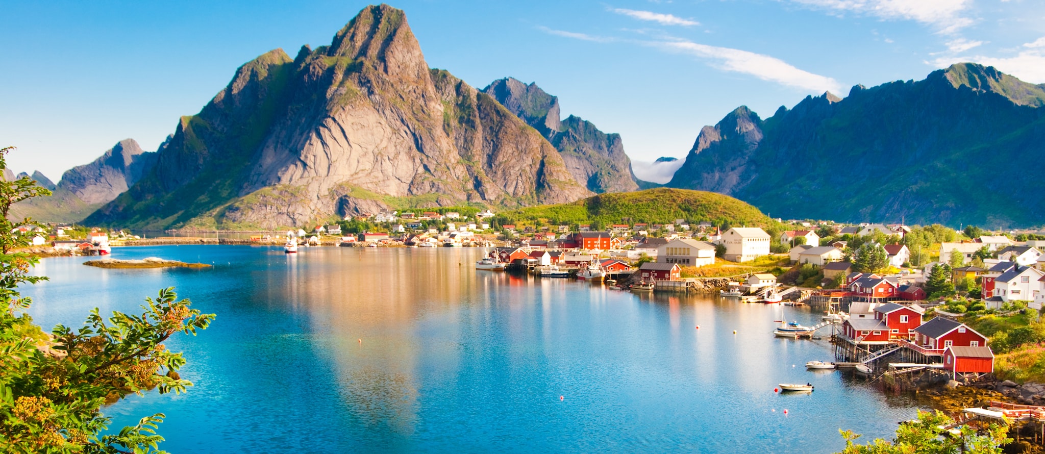 Norway coastline with mountains ranges in the background