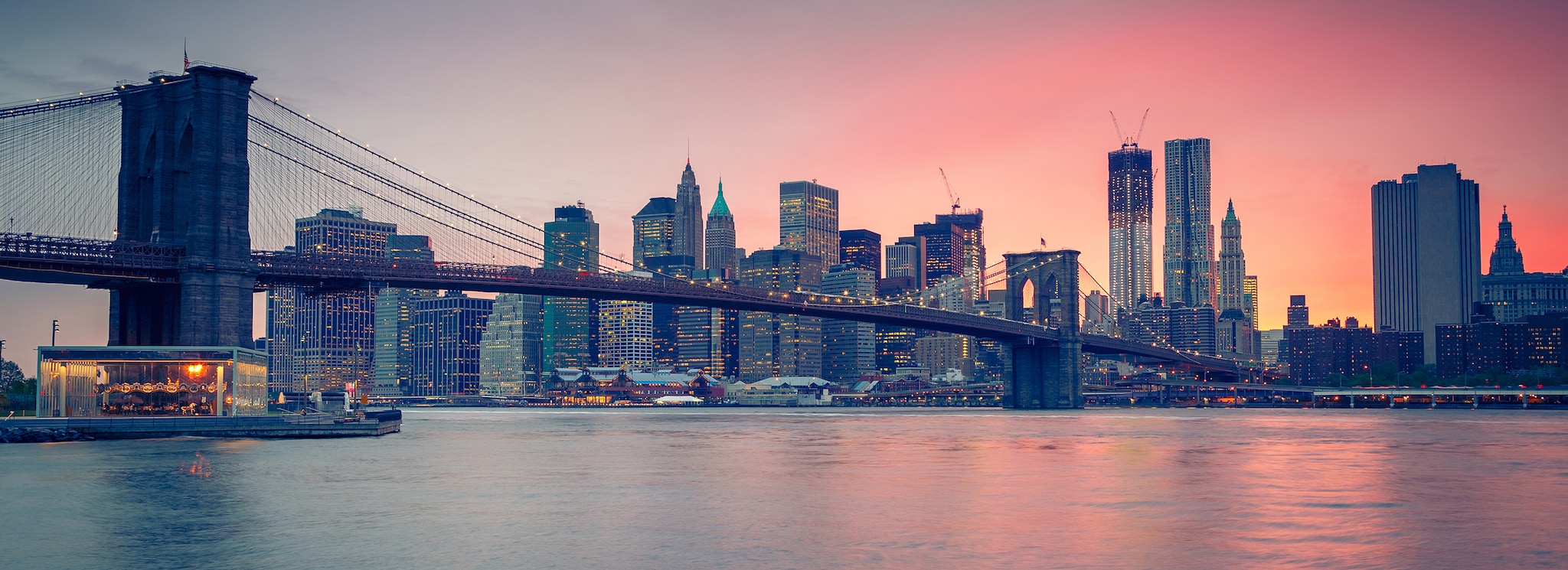 Brooklyn bridge at dusk, New York City - Shutterstock ID 120154516