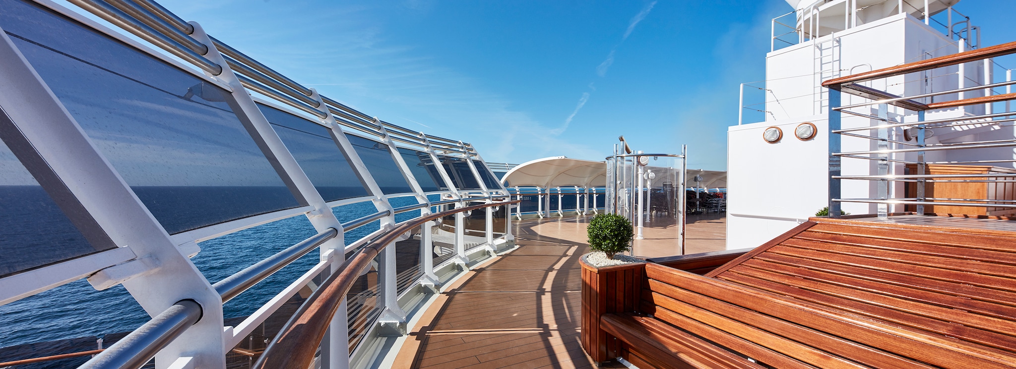 On the deck of Queen Victoria post refit 2017, Asset Bank ID: 202